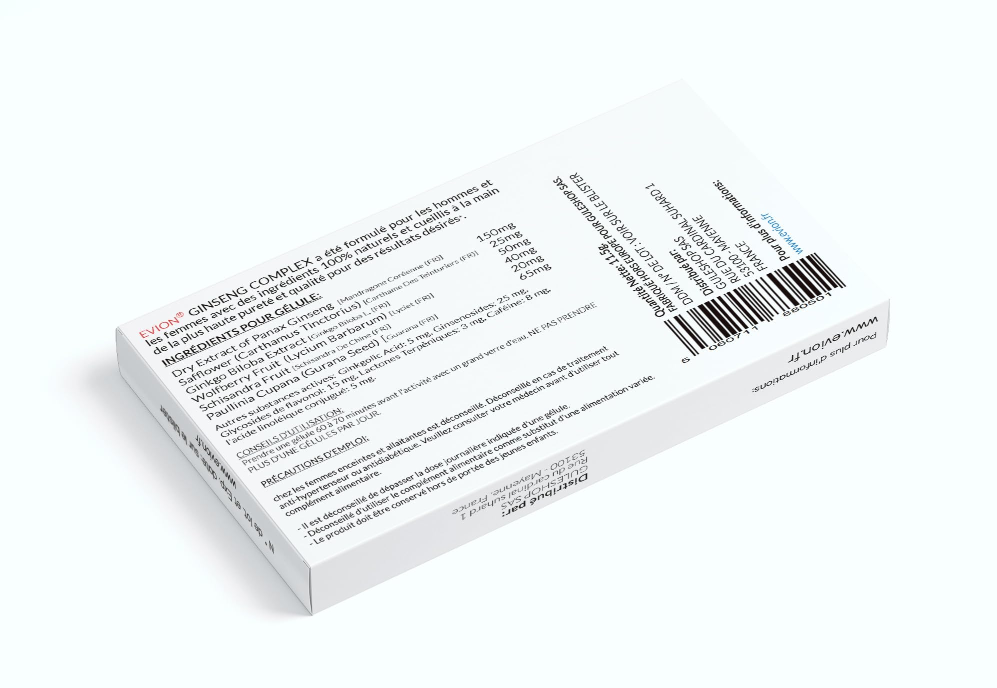 EVION - Complément Alimentaire Ginseng Complex pour Homme - Formule Virilité Homme - 10 Gélules
