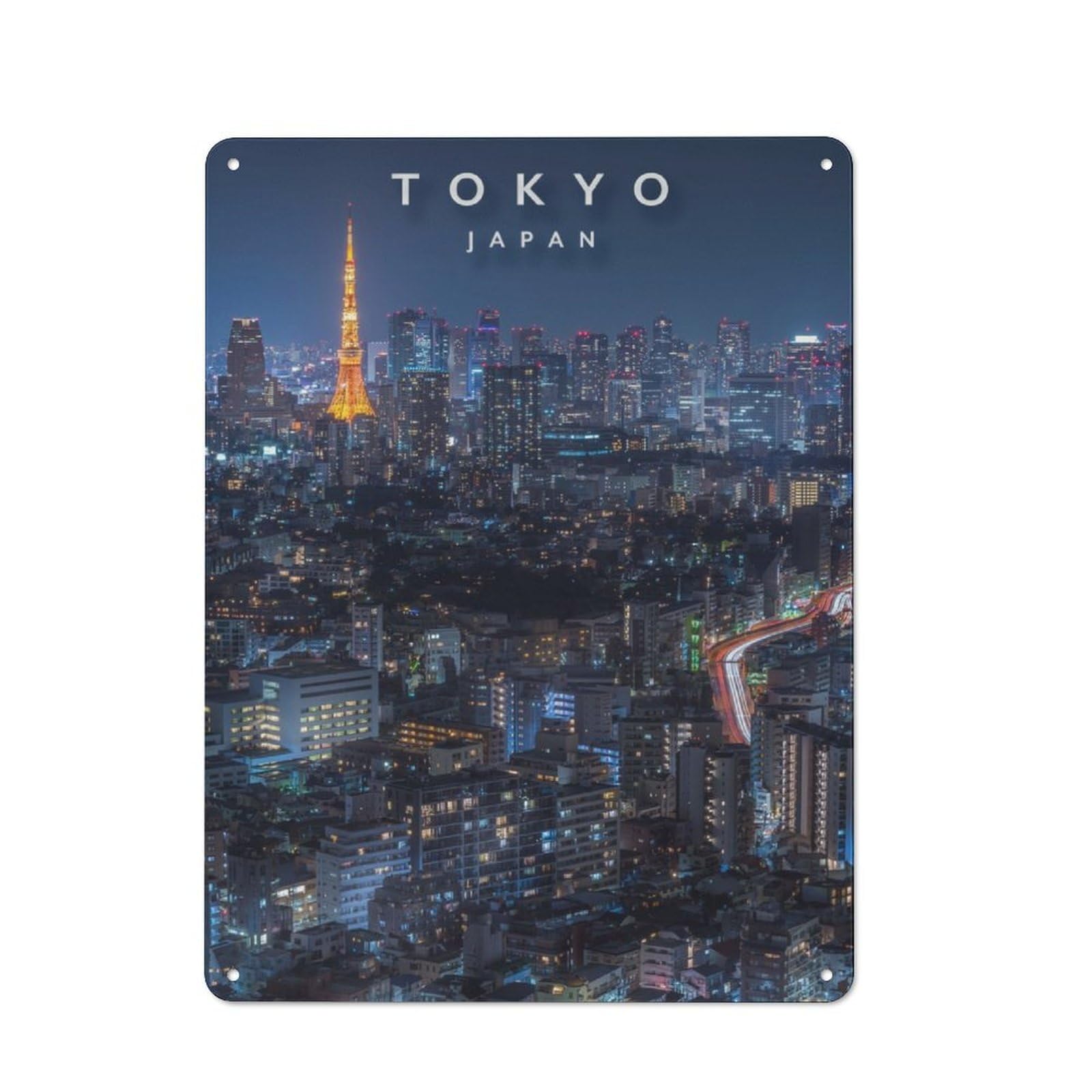 Junmoney Tokyo By Night For Garage Or Workshop, Rustic Metal Plaque 40X30cm, Suited To Wall Displays In Garages And Tool Rooms