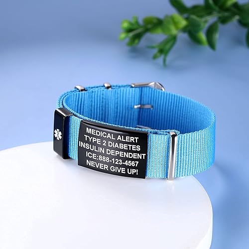 Miniatura 5 de Pulseras de alerta médica para hombres y mujeres  Pulseras de identificación médica de emergencia para mujeres  Pulsera médica deportiva con grabado
