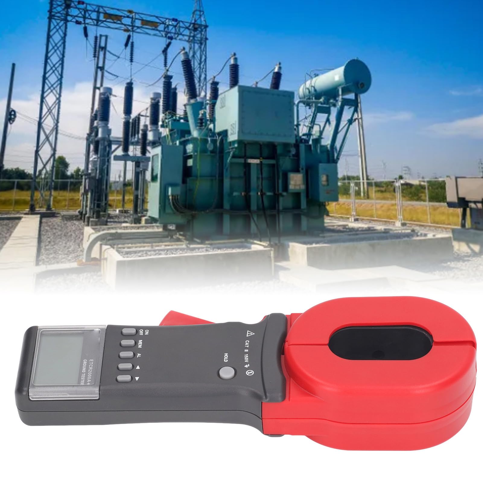 Pinza Amperimétrica Digital, + Probador de Resistencia a Tierra Digital de Alta Precisión 0.01‑1200Ω para Telecomunicaciones, Energía y Meteorología