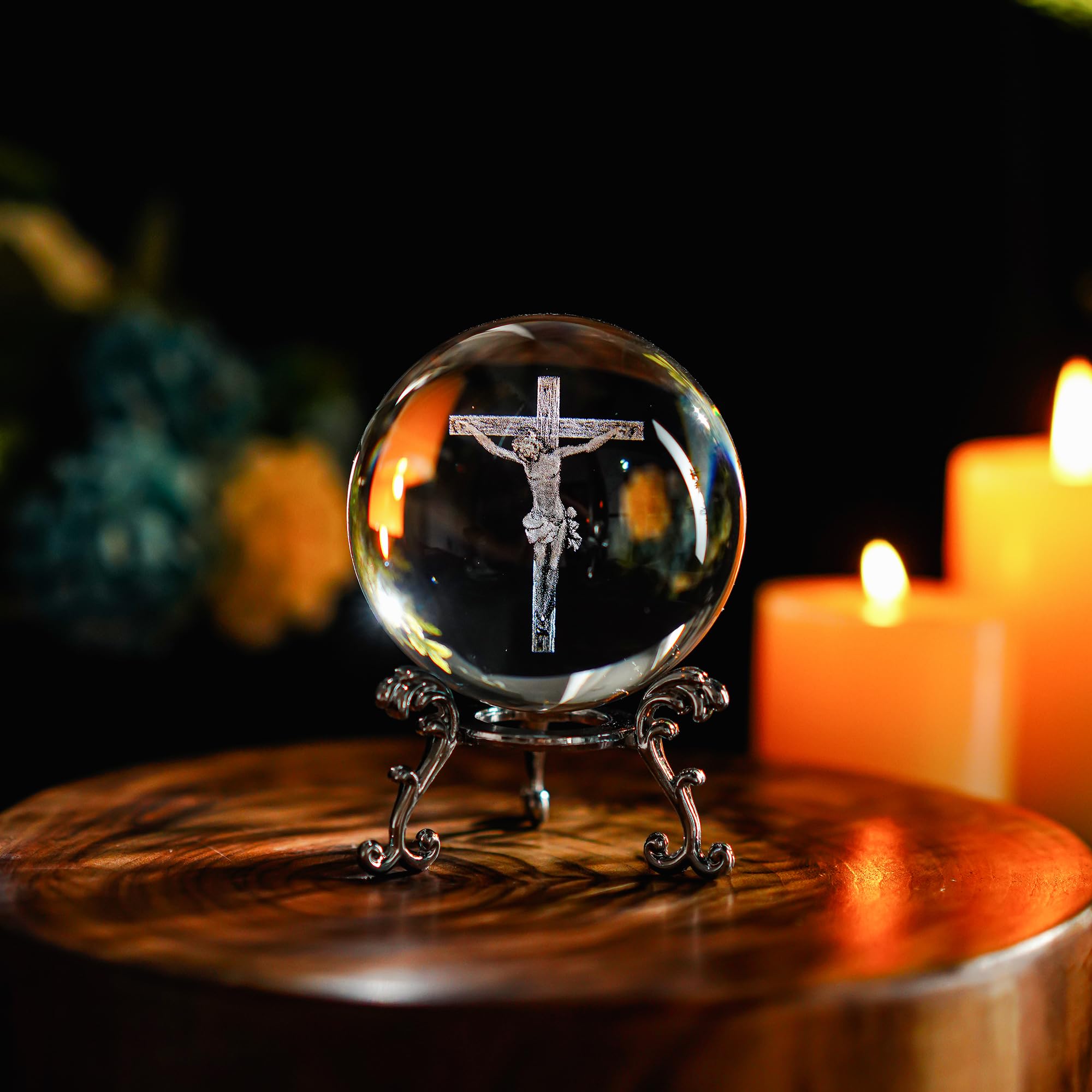 Amazon.com: ZEERSHEE 60mm 3D Glass Laser Etched Cross Crystal Ball
