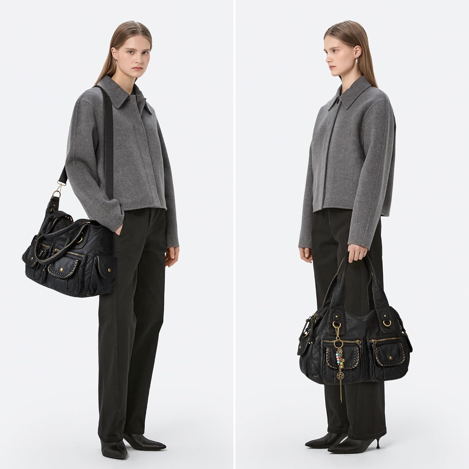 Worldlyda Women Canvas Hobo Purse Multi Pocket Tote Shopper Shoulder Bag Casual Top Handle handbag with Embroidery Ethnic - Image 2