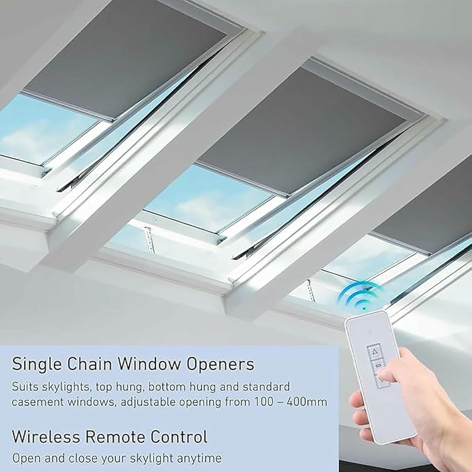 Automatic Window Opener, Electric Chain Window Opener Actuator, with Wall Switch and Remote Control, Motorized Window Vent Opener and Closers..
