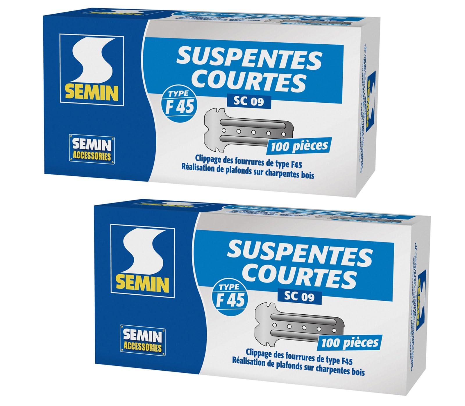 Suspentes courtes 80 mm F45 Semin clipsage rapide en acier galvanisé