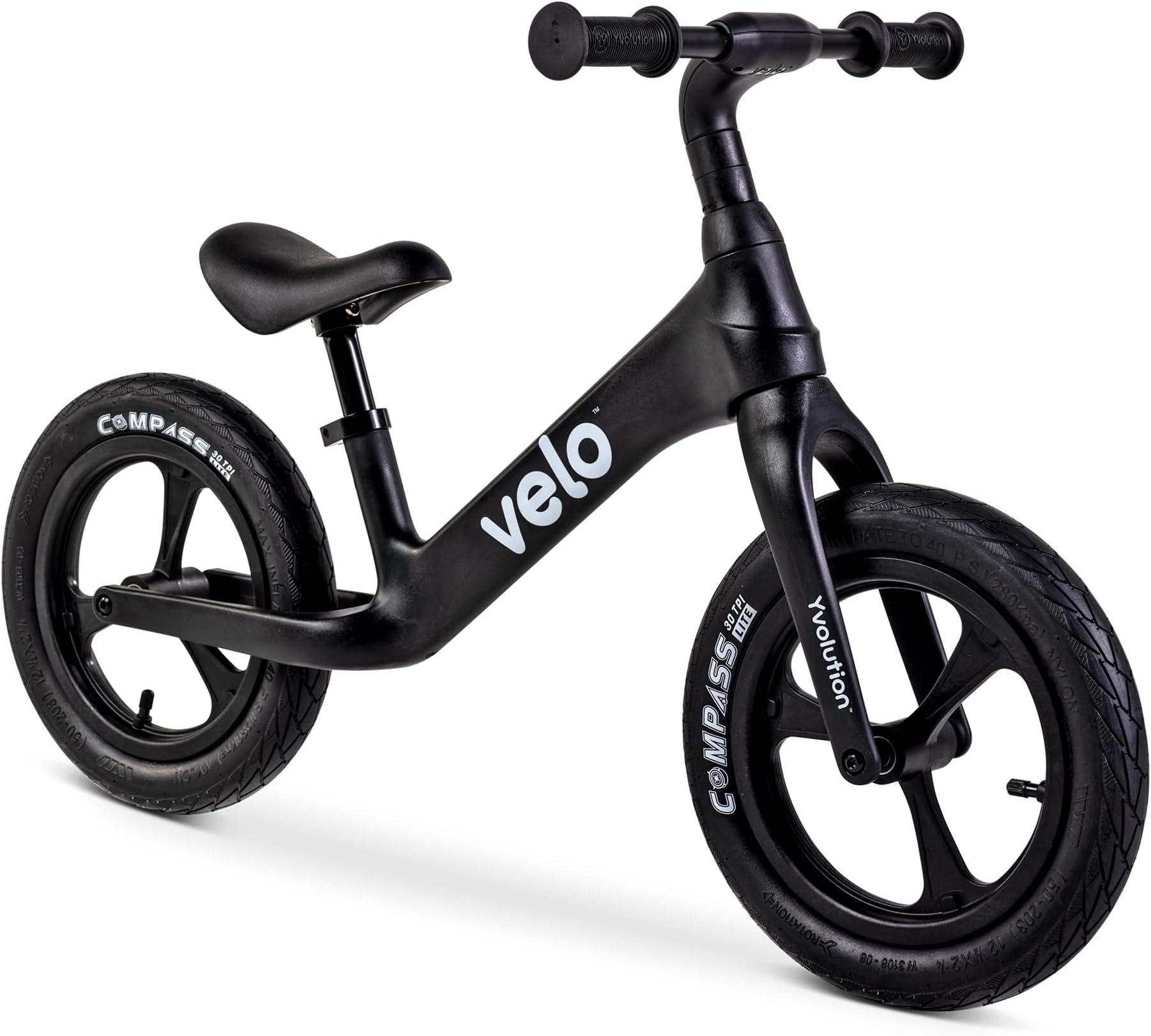 Yvolution Y Velo Pro Balance Bike Toddler Trainging Bicycle 12 inch No Pedal Sport Bicycle for Kids Ages 3-5 Years Old (Black)