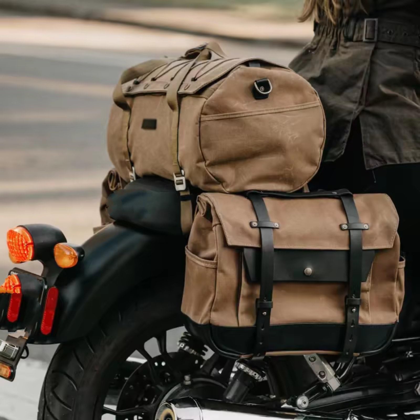 Borsa Posteriore Universale Per Moto Attrezzatura Da Pilota Impermeabile Sedile Bagagli Il Trasporto Borse Per Attrezzi E Accessori Sacche Moto(Khaki)