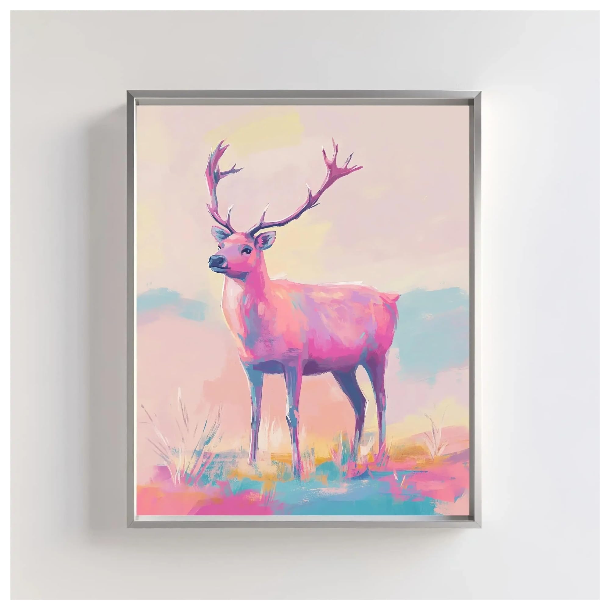 Wall Art Canvas Prints Colorful Pastel Fantasy Animal Poster Minimalist Unicorn Butterfly Swan Dog Canvas Painting Wall Art For Nursery Room Home Decor(E,50x70cm)