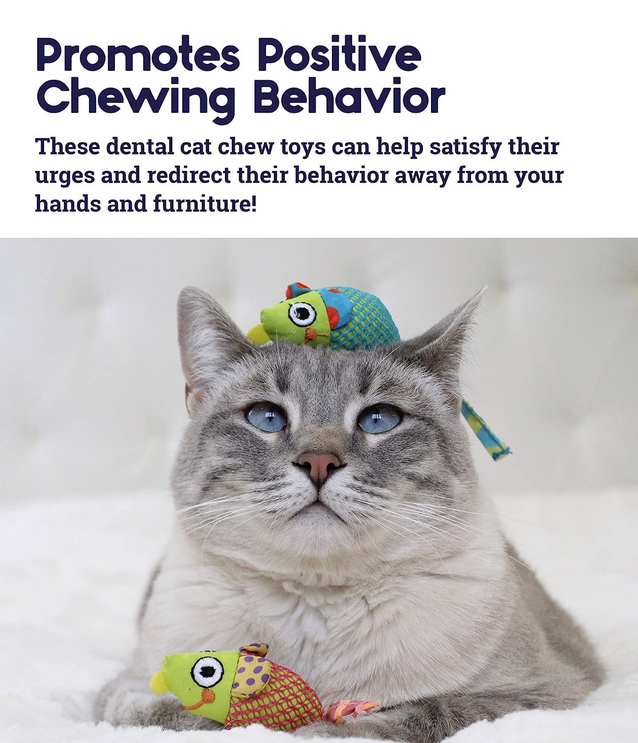 Outward Hound Catnip Chew Mice Dental Health Cat Toy 17 cm | Catnip-Infused Chew Toy for Cats | Soft Fabric Oral Care Toy for Chewing, Play & Positive Behavior 3