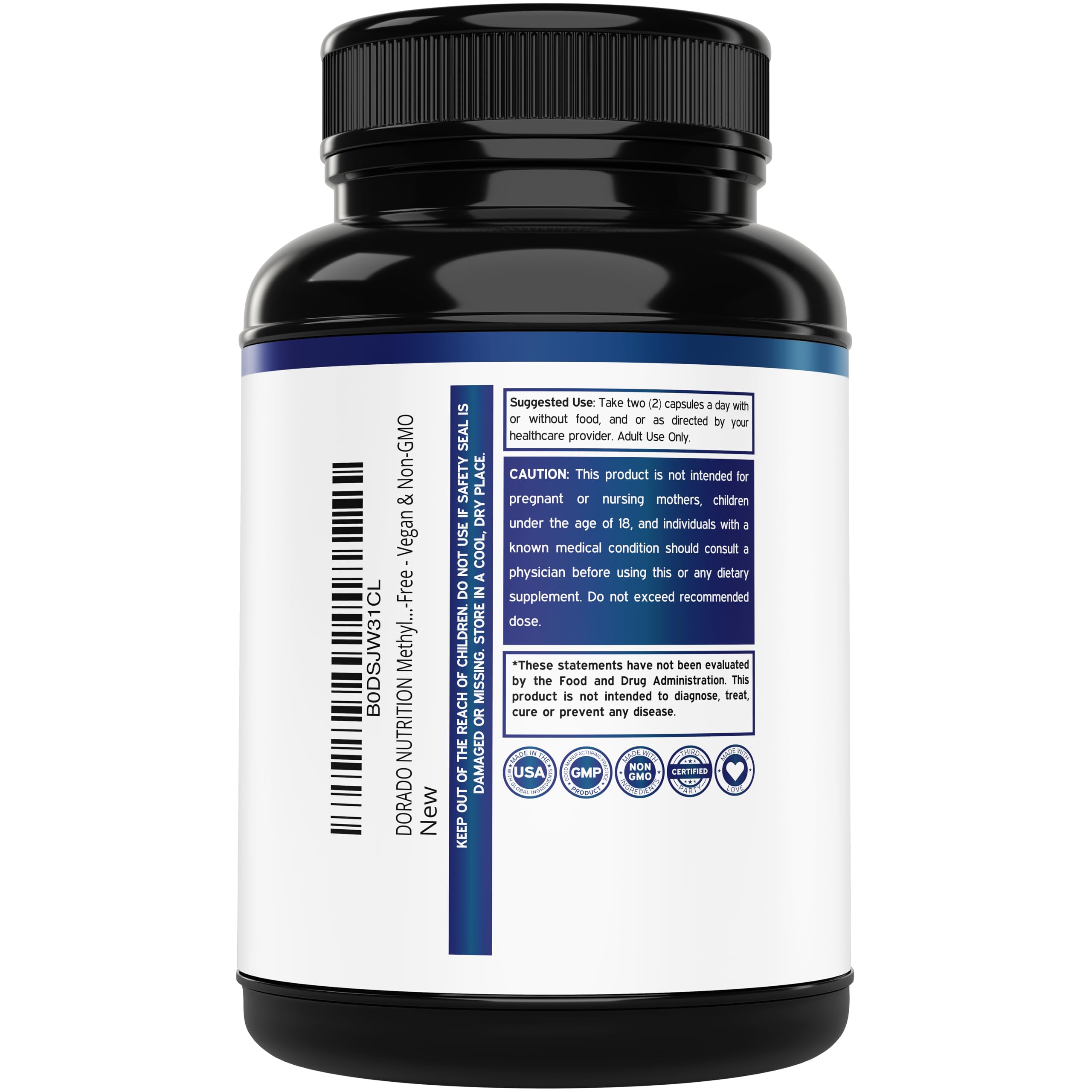 Methylated Multivitamin (Methylated and Activated Vitamins Only - Methylated B Complex with Trimethylglycine (TMG) and Methylfolate)(Non-GMO, Gluten Free MTHFR Supplement) - USA Made - 60 Capsules — Amazon image 3