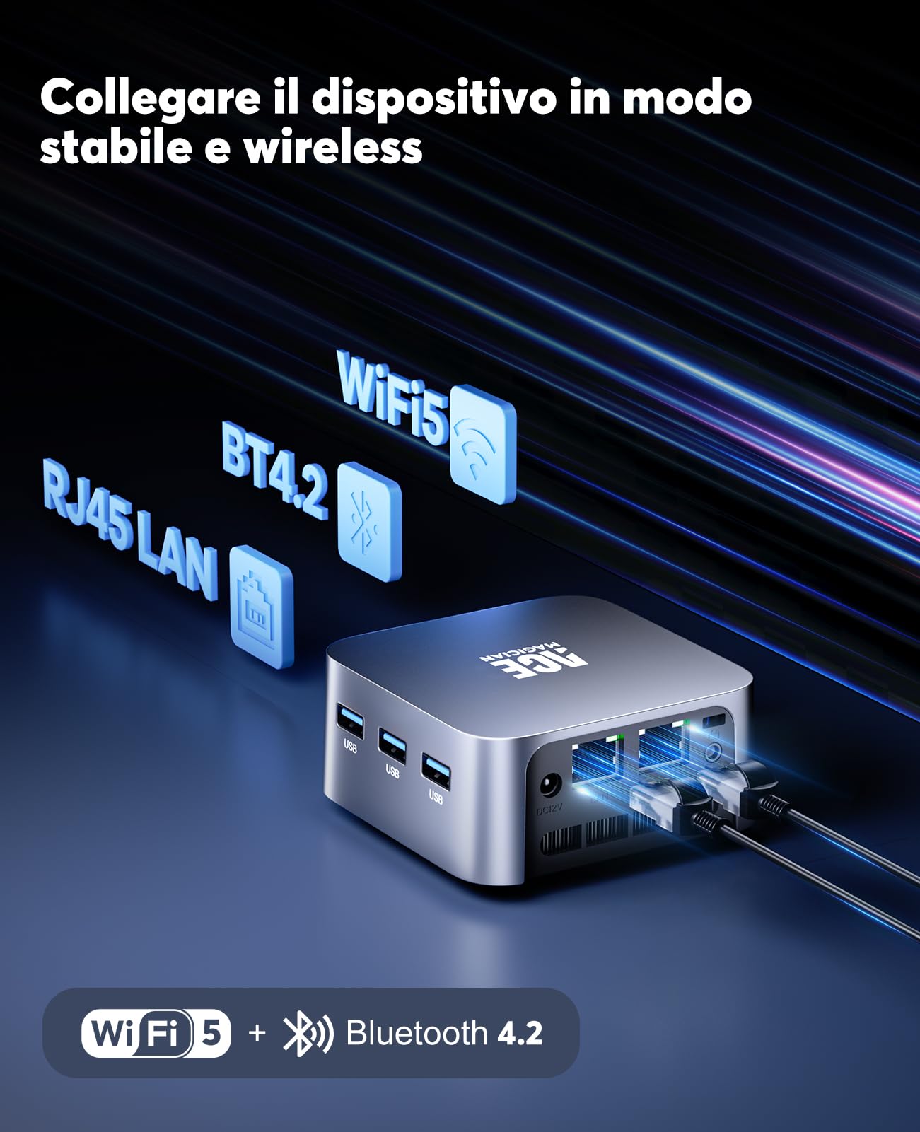 ACEMAGICIAN T8Plus Mini PC 12th Gen Intel N100 16GB LPDDR5 256GB M.2 SSD W11 Pro Dual RJ45 4K HDMI WiFi 5