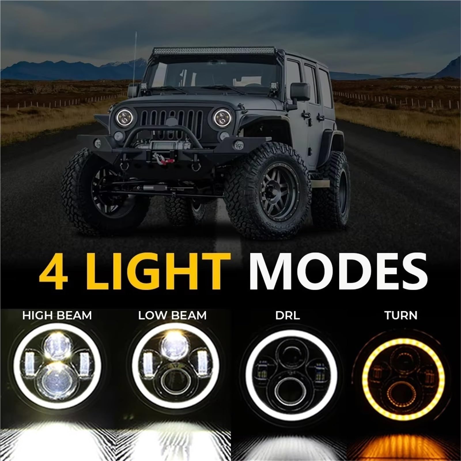 Fanali Luci Per Lada 4x4 Per Urban Per Niva 7 ''LED DRL Faro 45w Pollici Rotondo Halo Fari Proiettore Con/senza Segnale Di Svolta Color Ambra