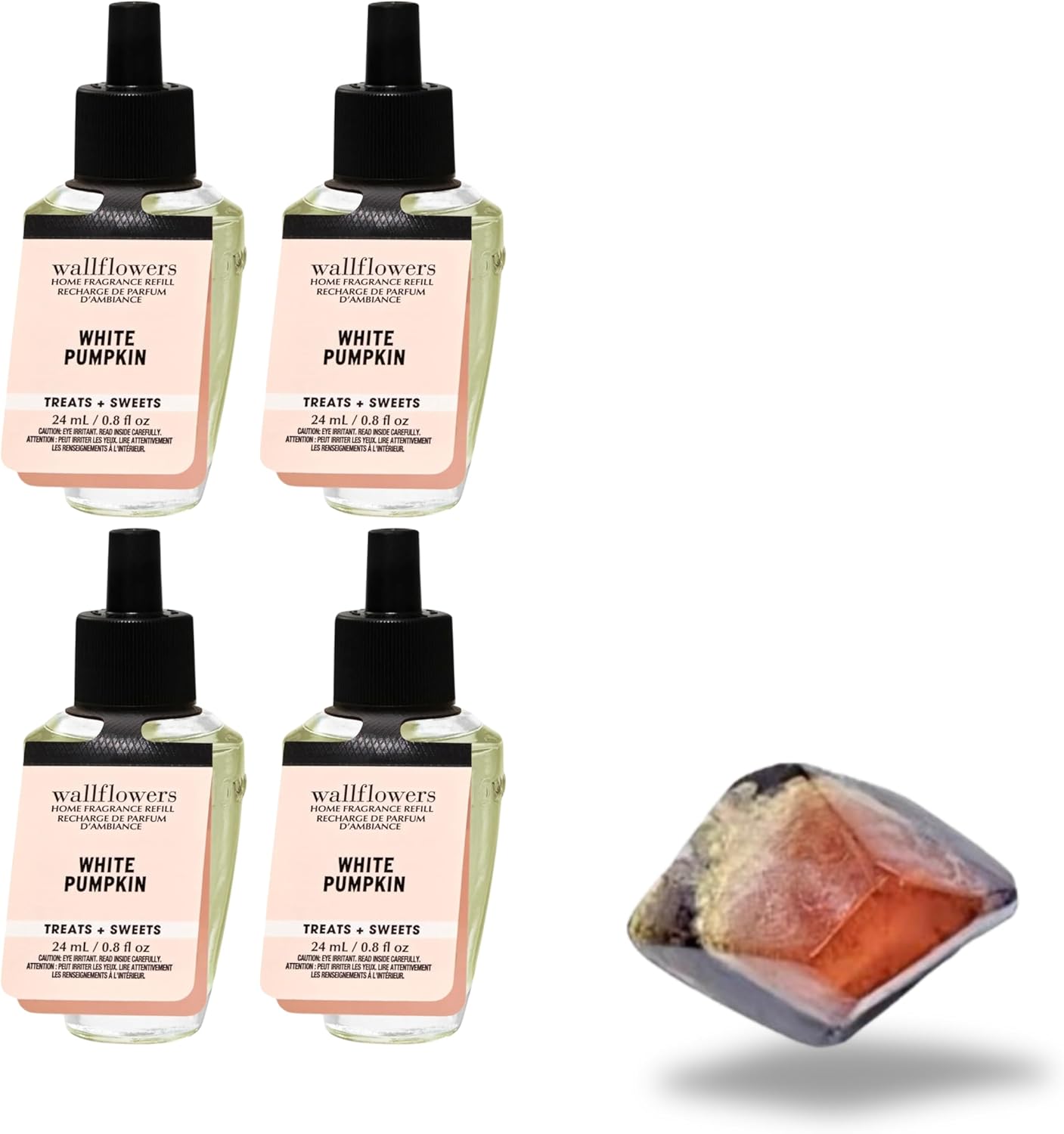 White Pumpkin - White Barn Bath/Body - 4 Pack Wallflowers Home Fragrance Refills 0.8 fl oz / 24 mL and Stone Soap Natural (Packaging May Vary).