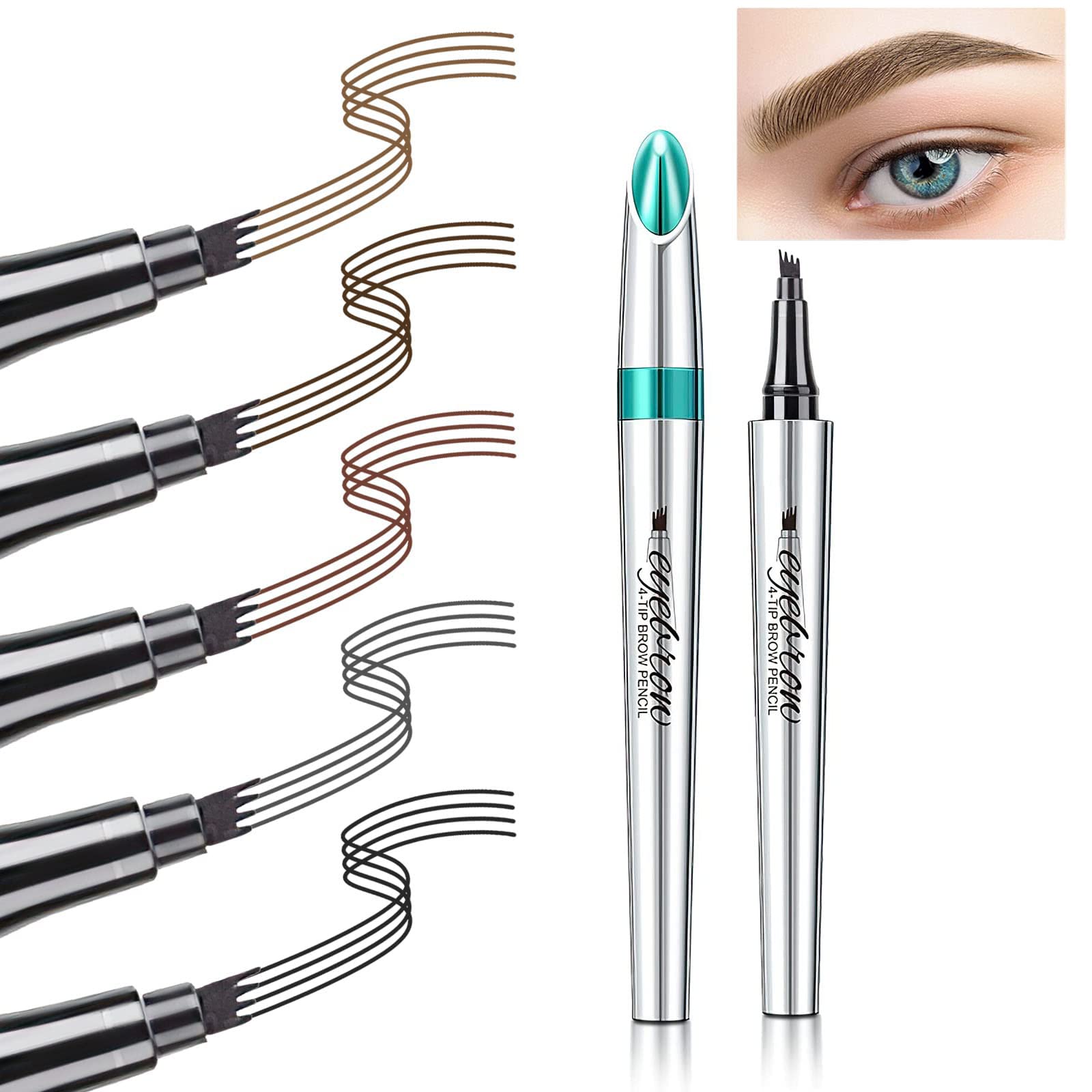 HBSTUDIO Eyebrow Pen, Micro 4 Point Brow Pen,Long-Lasting Waterproof Natural Eyebrow Pen Eyebrow for Beauty Lovers(5PCS)