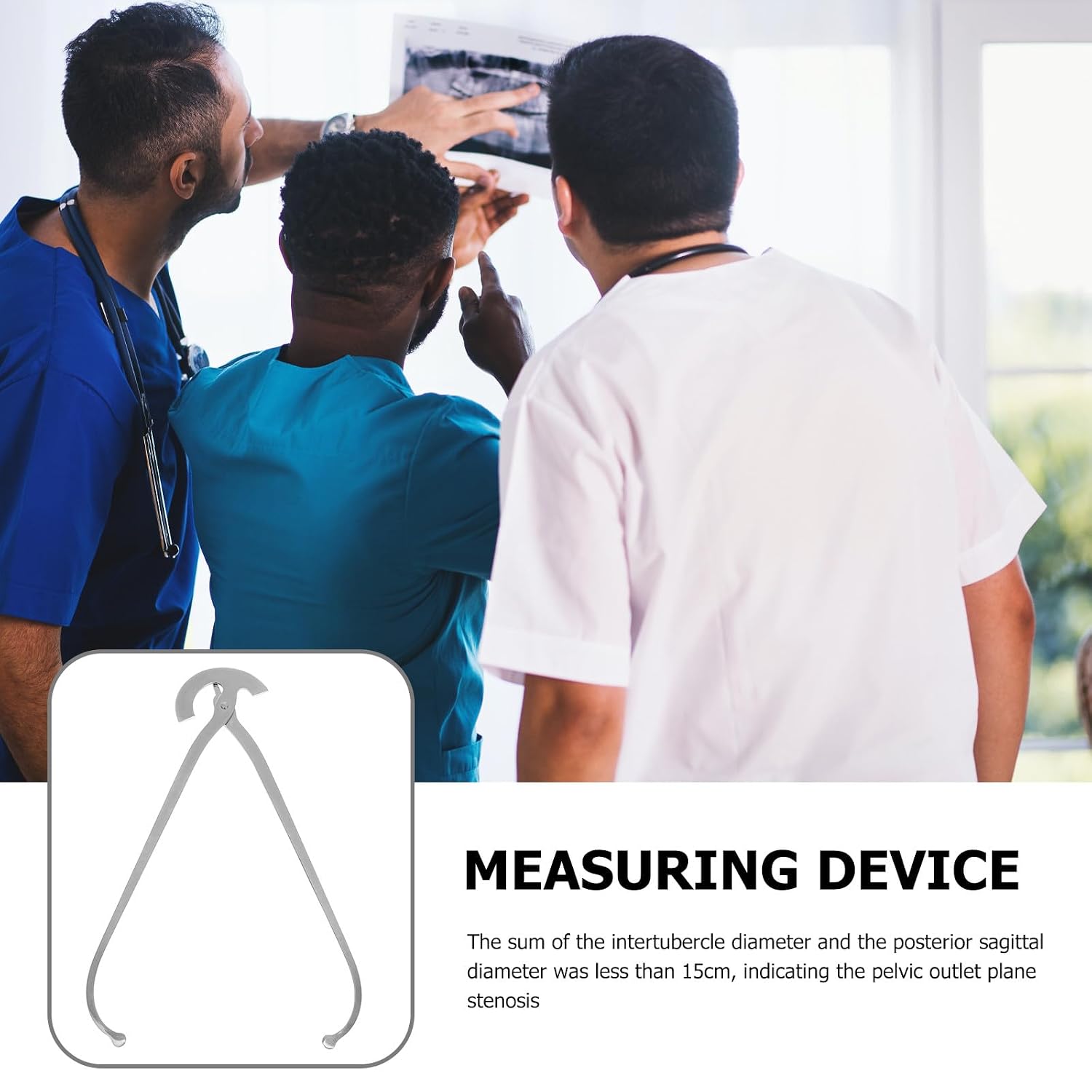 Zerodeko Pelvic Measuring Caliper Stainless Steel Internal and External Diameter Ruler Obstetric Tool for Pregnant Women Hospital Supply