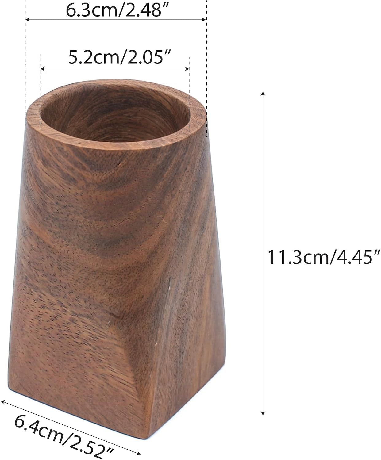 Wood Pen Holder For Desk, Pencil Cup Whole Piece Black Walnut Wooden Organizer Caddy Stand, Durable Vintage Rustic Box For Desktop Men Supplies Accessories Stationery Makeup Brushes Offices Decoration image 2