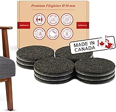 Filzgleiter selbstklebend rund 12 Stück, 50 mm Durchmesser 5 mm dick, Möbelgleiter in braun, Bodengleiter, Stuhlgleiter, Fußbodenschutz, Schutz für Parkett oder Laminat – Made in Canada