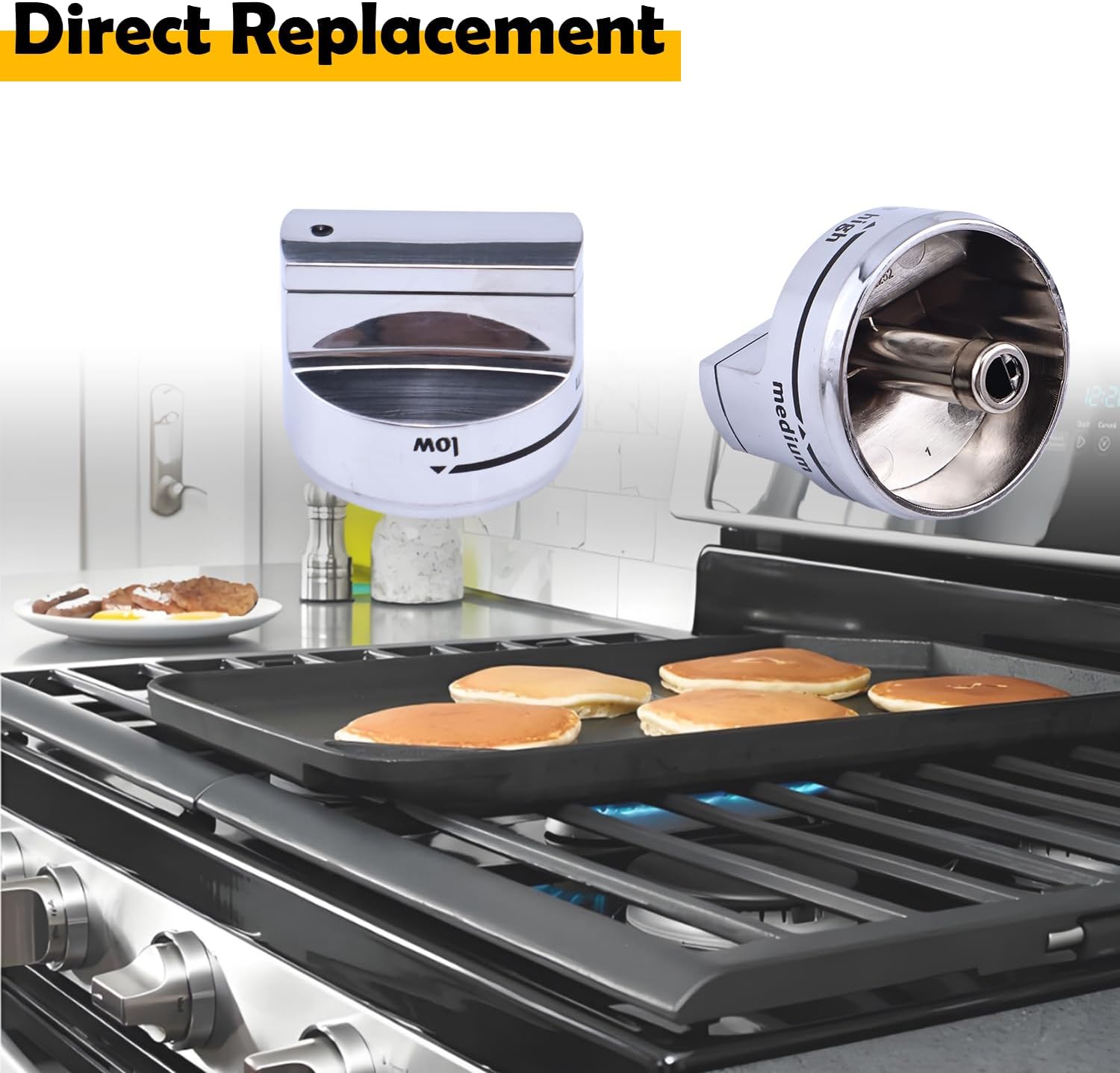 5PCS W10858251 AP6238046 4534467 PS12074638 Oven Range Burner Knob Compatible with Whirlpool Maytag Gas Stove knobs