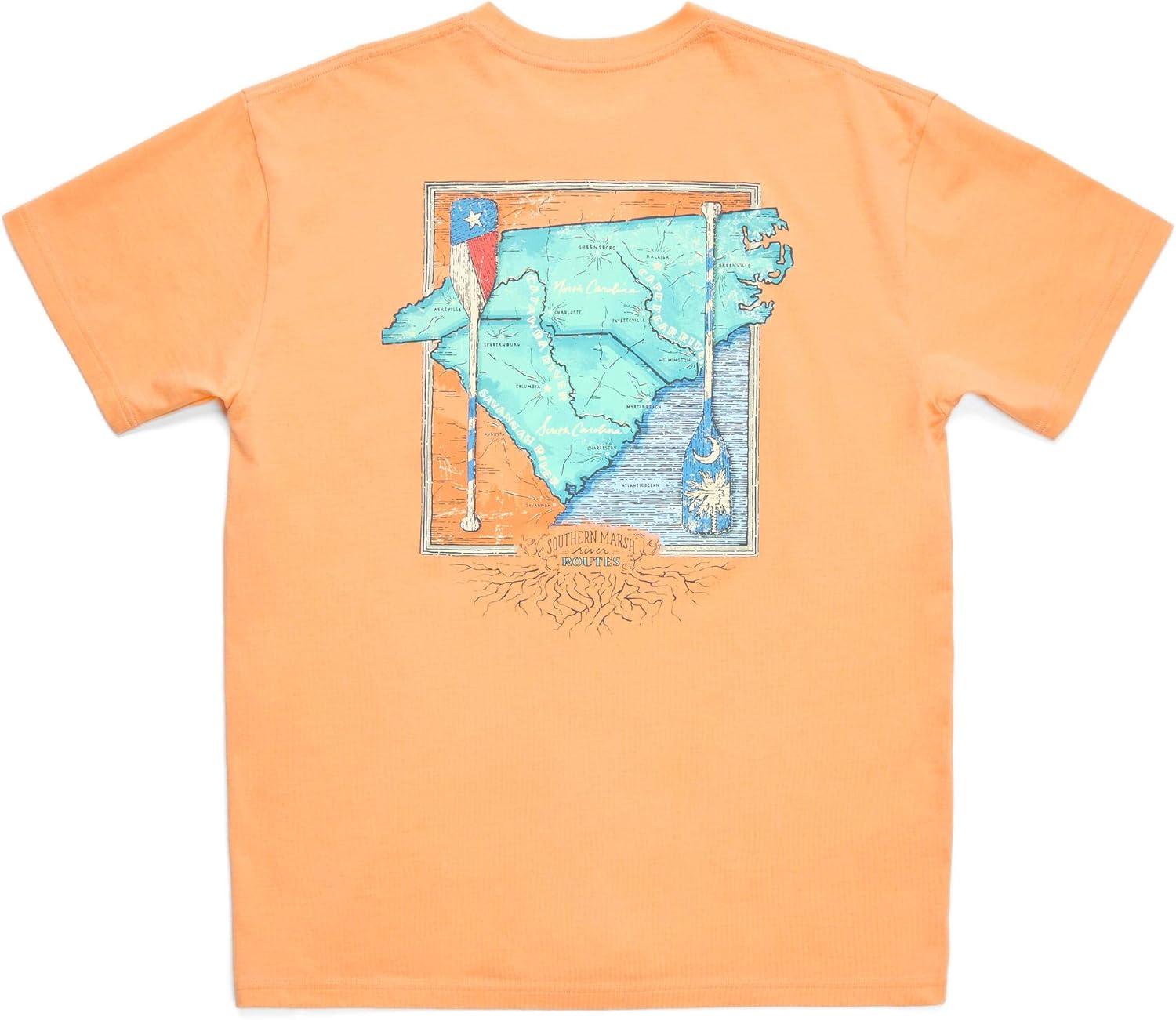 Southern Marsh Men’s River Routes NC - SC T-Shirt – Short Sleeve Casual Graphic Tee