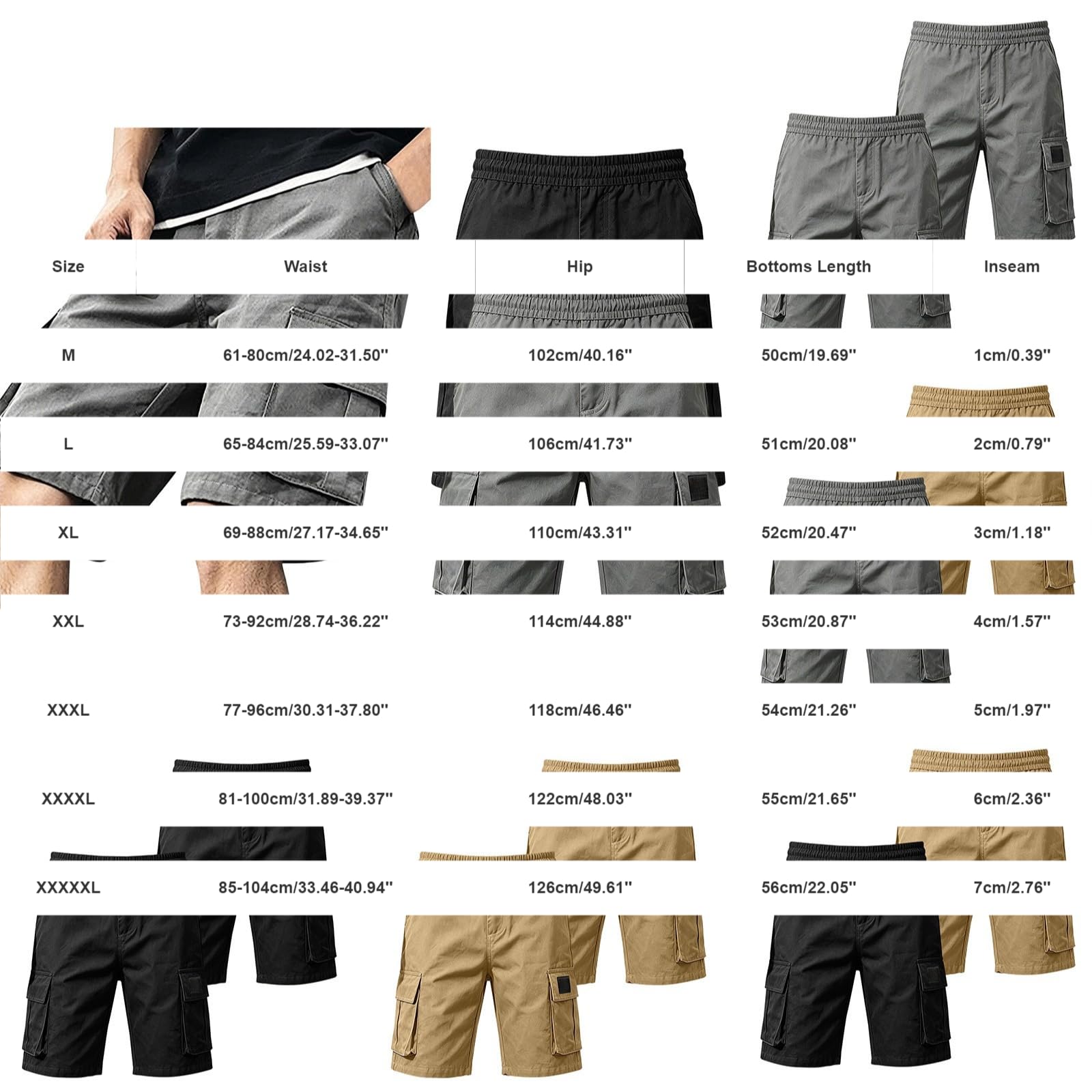 Pantaloncini da trekking da uomo, ad asciugatura rapida, lunghezza al