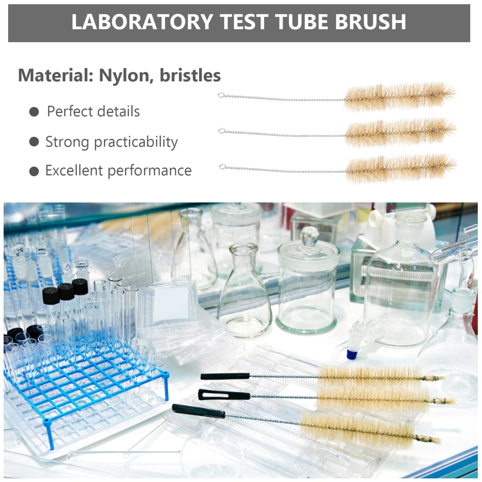 Ipetboom 10pcs Chemistry Experiment Bottle Brush Pipe Cleaners Tumbler Straw Cleaning Brush Straw Brush Sippy Cup Straw Tube Cleaners Test Tube Cleaner Brush Straws Test Tube Brush Bristle