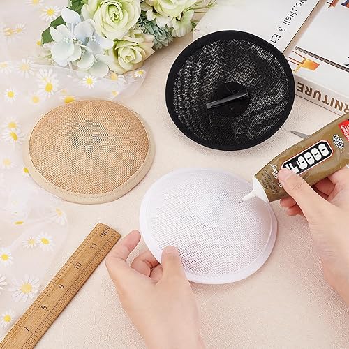 Miniatura 3 de FINGERINSPIRE Base redonda de 6 colores para sombrero, 4.4 pulgadas de diámetro, círculo Sinamay, base de sombrero de nailon, base redonda de tocado