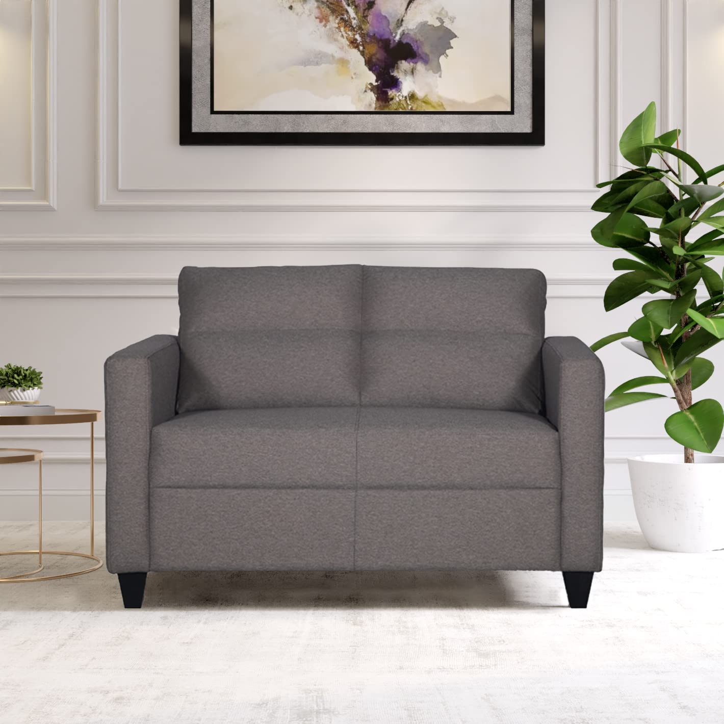 COUCH CULTURE Robin Fabric 2 Seater Sofa Charcoal Grey 3 Year