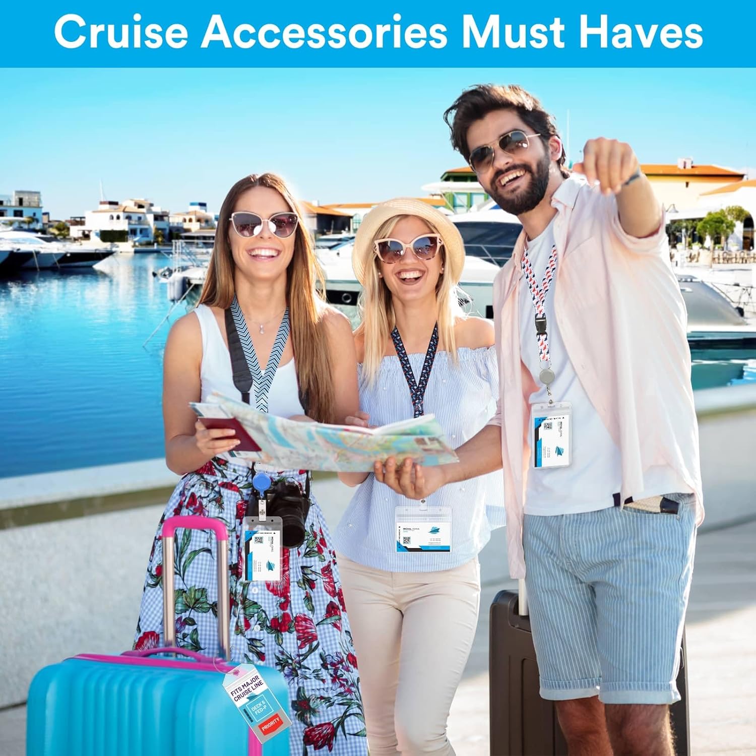 Billbotk Lanyards for Cruise Ship Card, 6 Sets Retractable Lanyard Key Card Holder Badge Reels with Waterproof Luggage Tags ID Holders Essentials Accessories RS5002MN - Image 3