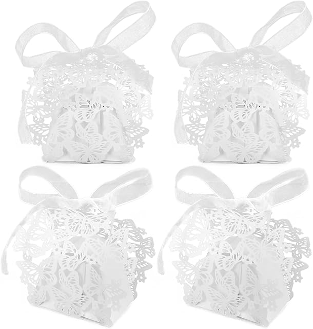20 Pcs Wedding Favours Boxes Decoration Sweets Boxes with Ribbon Party Favour Boxes Small Sweets Gift Box for Christening Decorations Kids Party