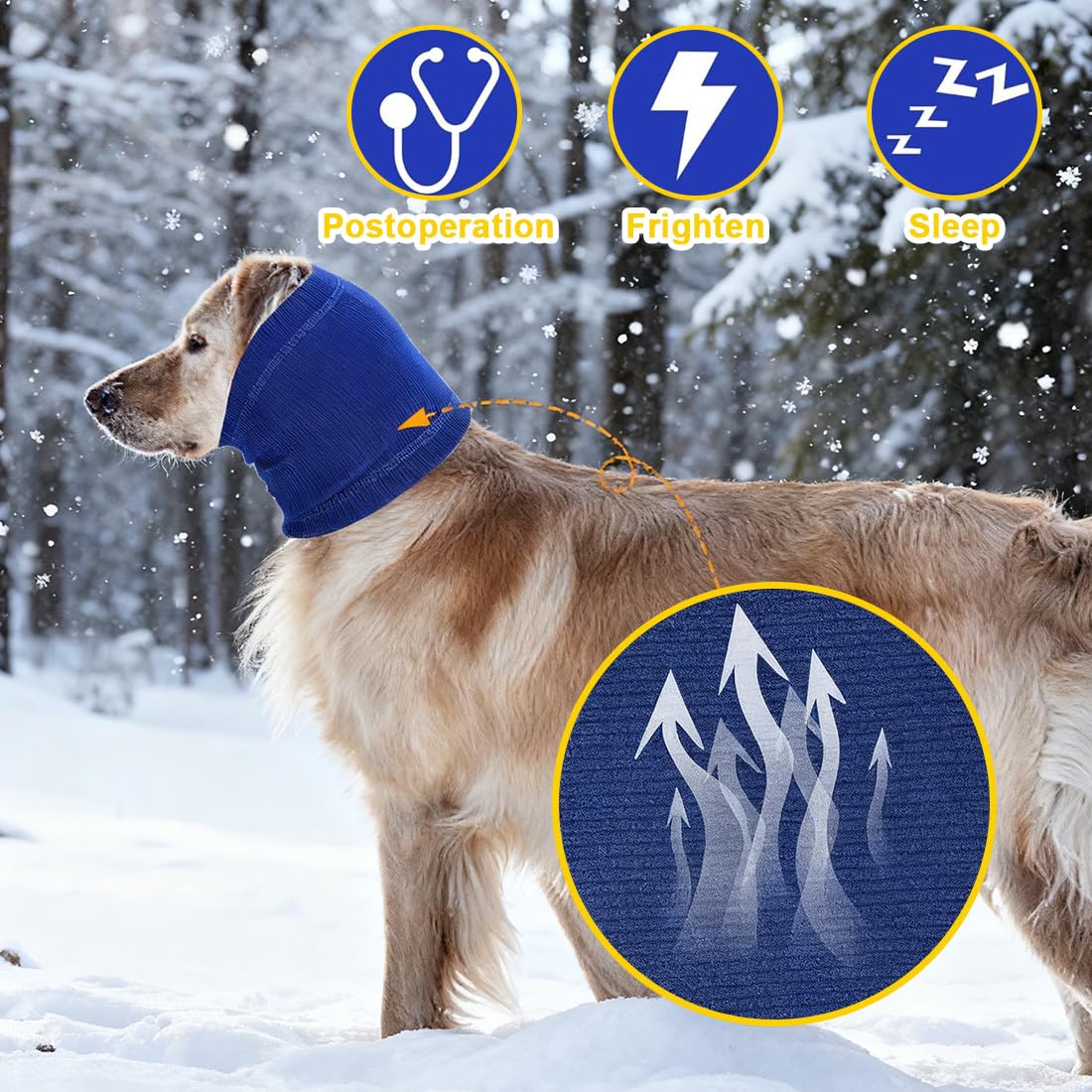 Lot de 2 Cache-Oreilles apaisants et Snood pour Chien, Textiles et Accessoires pour Chiens, Protection contre le Bruit et le Froid
