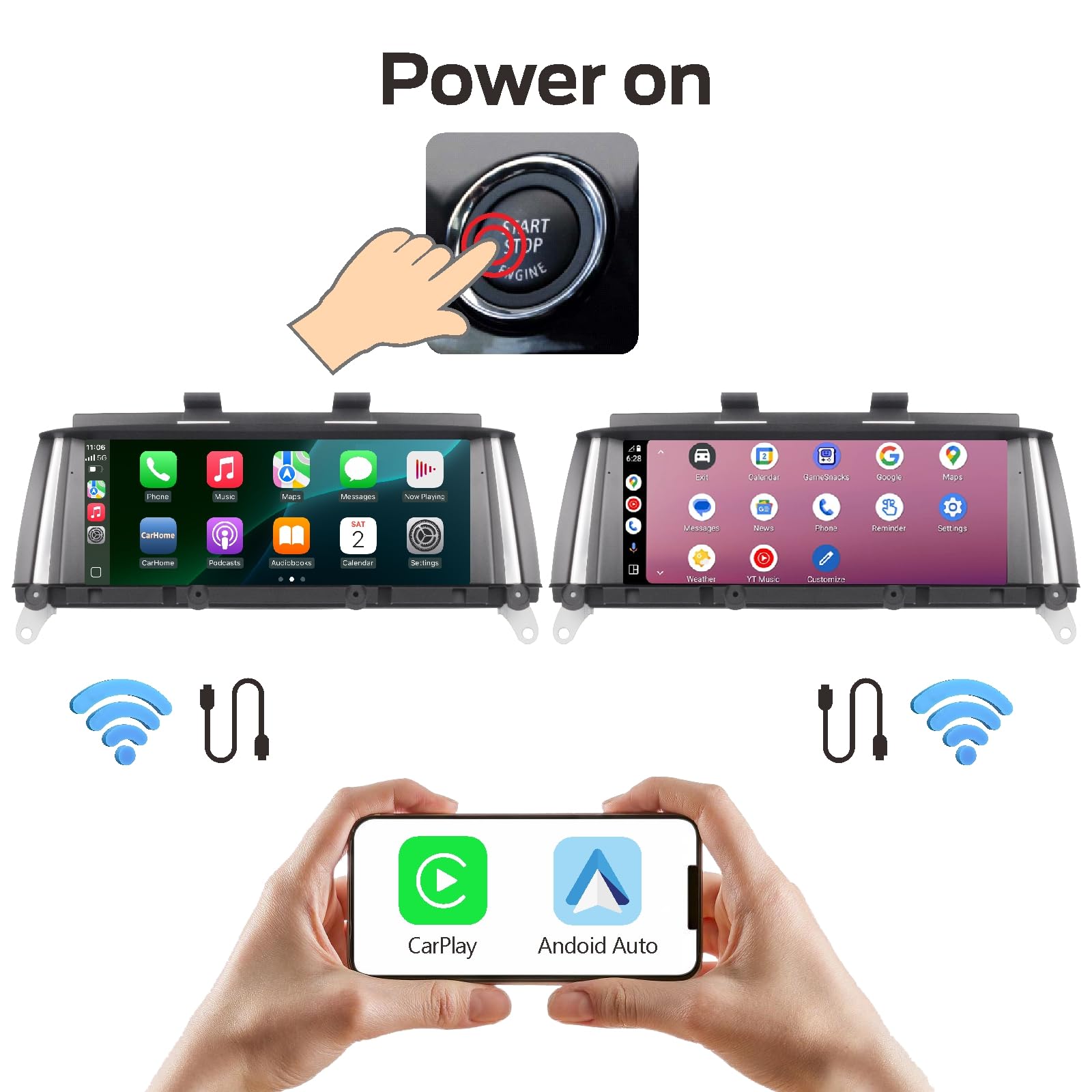 Autoradio Démarrage 3 Secondes Compatible Mise à Niveau Système BMW Série X3/X4/F25/F26 NBT iDrive | CarPlay & Android Auto sans Fil Bluetooth | Conserve Toutes Les Fonctions d'origine.