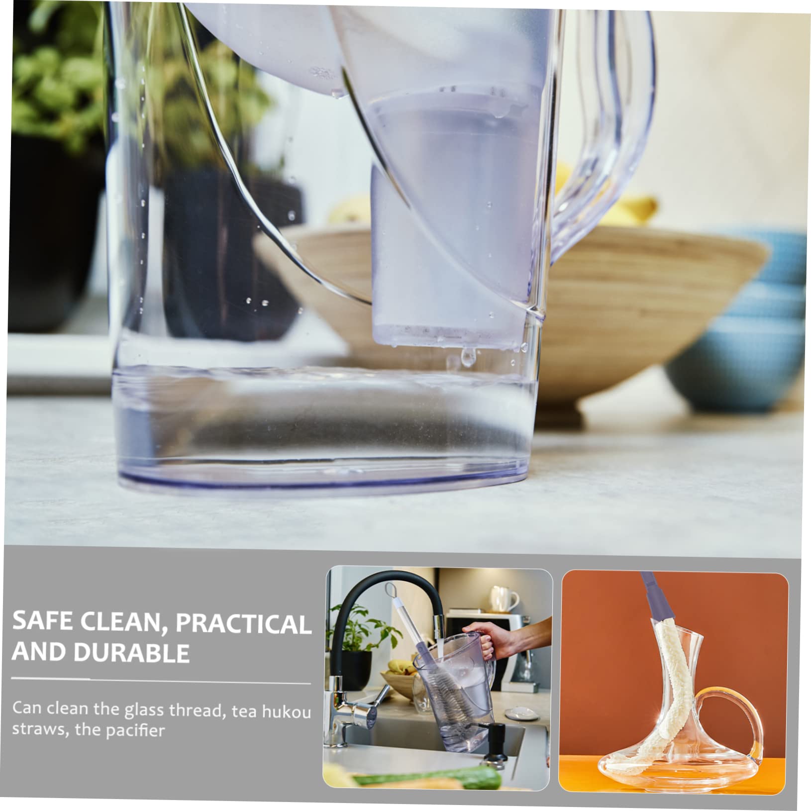 FRCOLOR 1Set Soft Bristle Cup Brush Long Handle for Bottles Cups Kitchen Use Space Saving Design with Hanging Cleaning