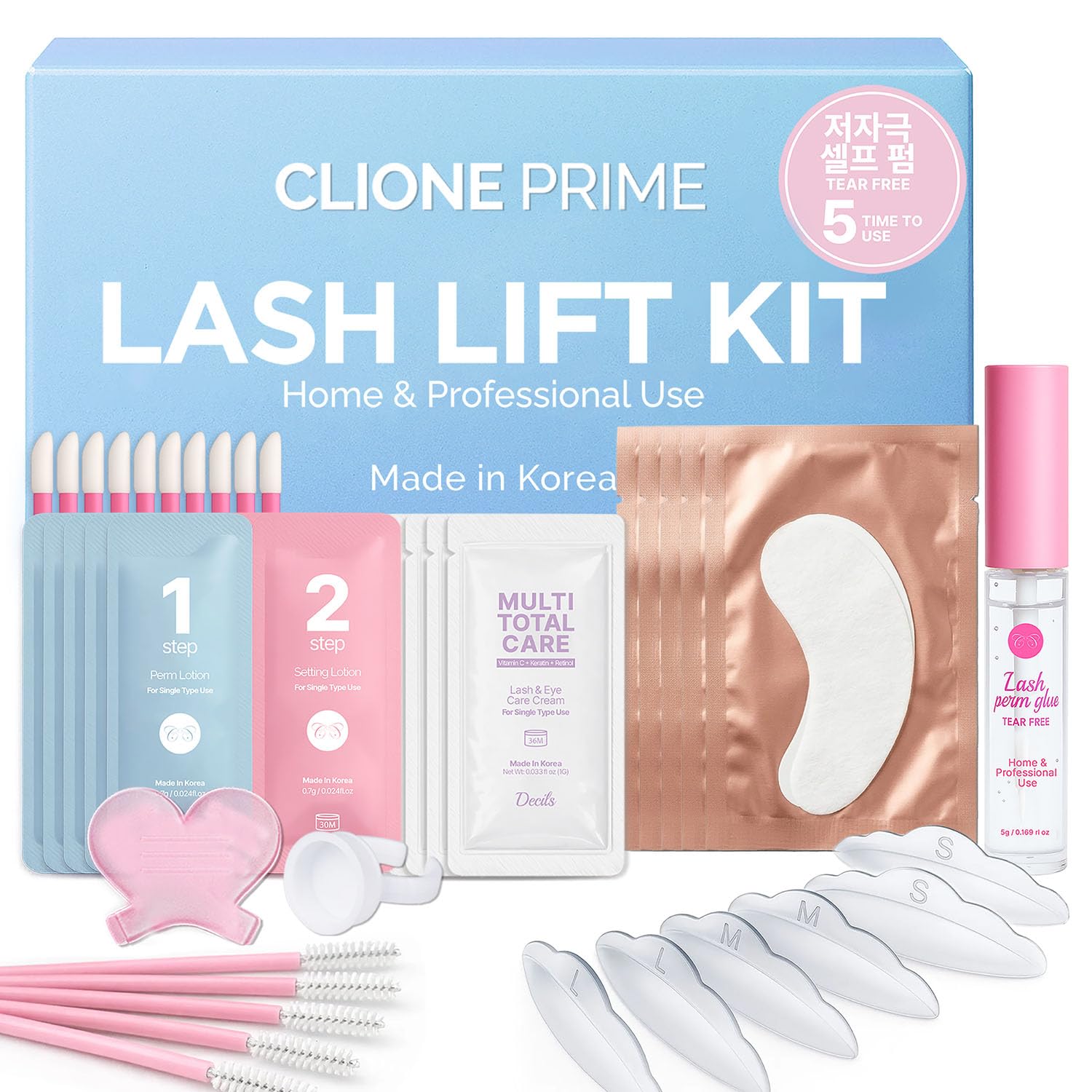 Kit coreano per il sollevamento delle ciglia, 5 set di permanenti per ciglia a casa, con colla aggiornata, kit per lifting delle ciglia, permanente per ciglia fai da te, facile per principianti e