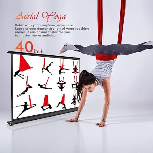 Miniatura 5 de Pantalla de proyección portátil de 40 pulgadas 169, pequeña pantalla retráctil de mesa móvil con soporte, ligera, de transporte y duradera para