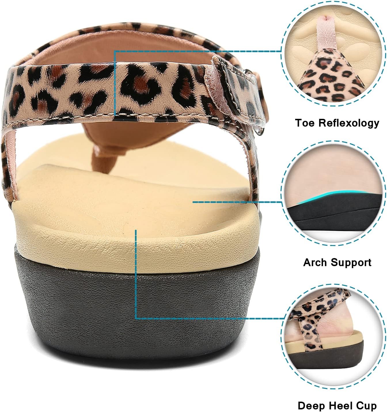 UTENAG Womens Arch Support Sandals Orthotic Adjustable Thong Flip Flops - Image 3