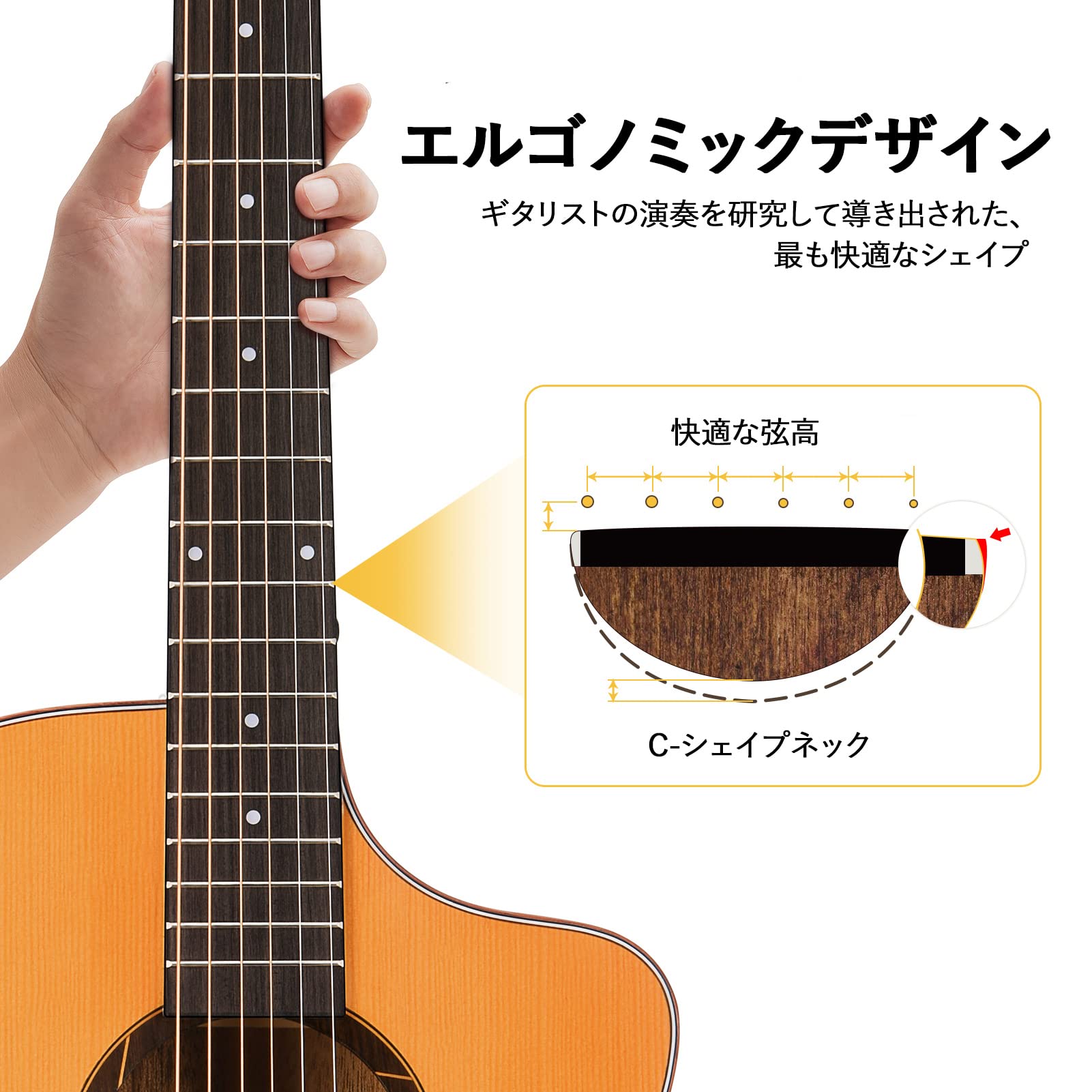 Amazon | Donner アコースティックギター 単板トップ 初心者セット 41