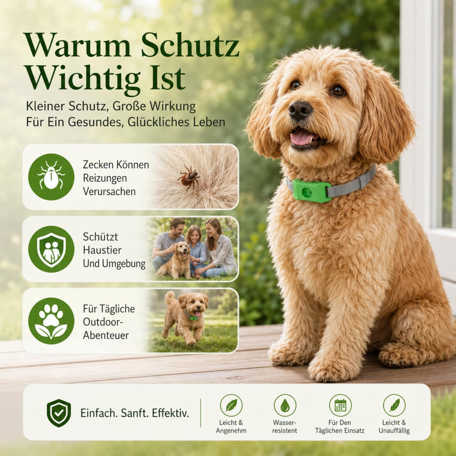Hundehalsbandtags Für Kleine, Mittelgroße Und Große Hunde Zeckenschutz Hund Halsband, Zeckenhalsband Für Hunde Ohne Chemie, Pflanzlicher Abwehr Anhänger Gegen Flöhe Und Zecken Für Spaziergang (1PCS)