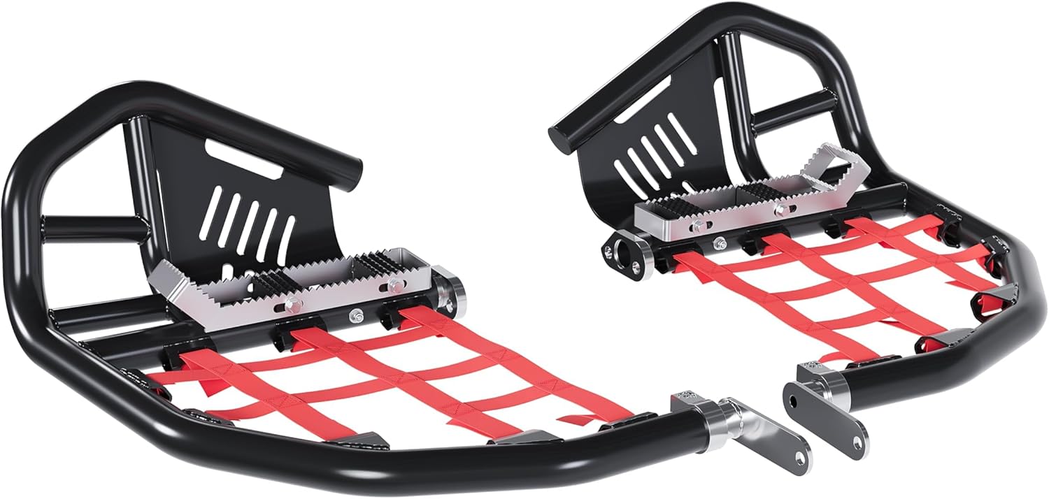 Kojem Nerf Bars Foot Pegs Compatible with Honda Sportrax 400 TRX 400EX 400X All Years (Black Nerfs & Red Nets)