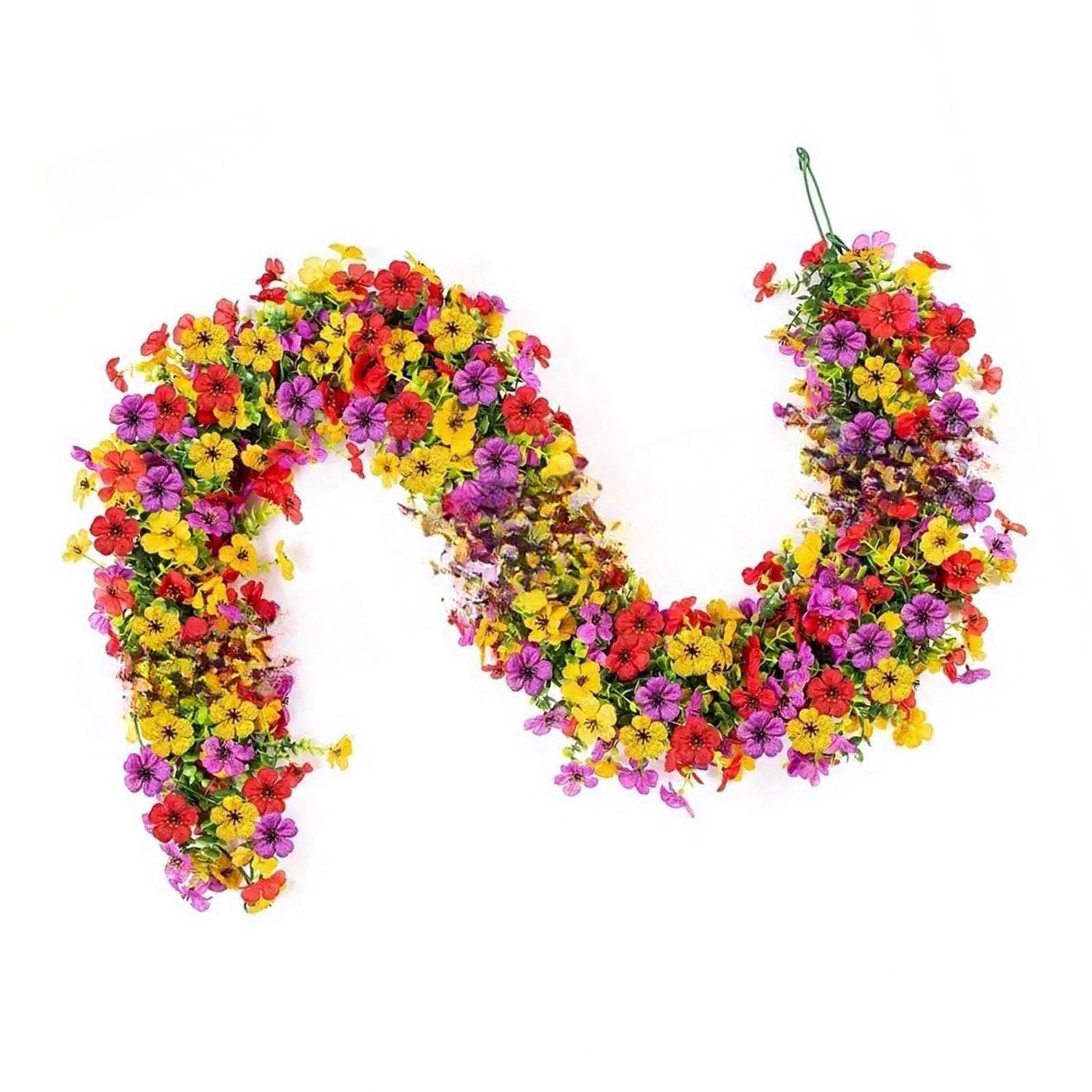 PANGBOER Simulation Leaves Flower Plant 1.8Meter Artificial Plant Hanging Decoration for Easter Christmas Wedding Realistic Faux Flower Wall Deck
