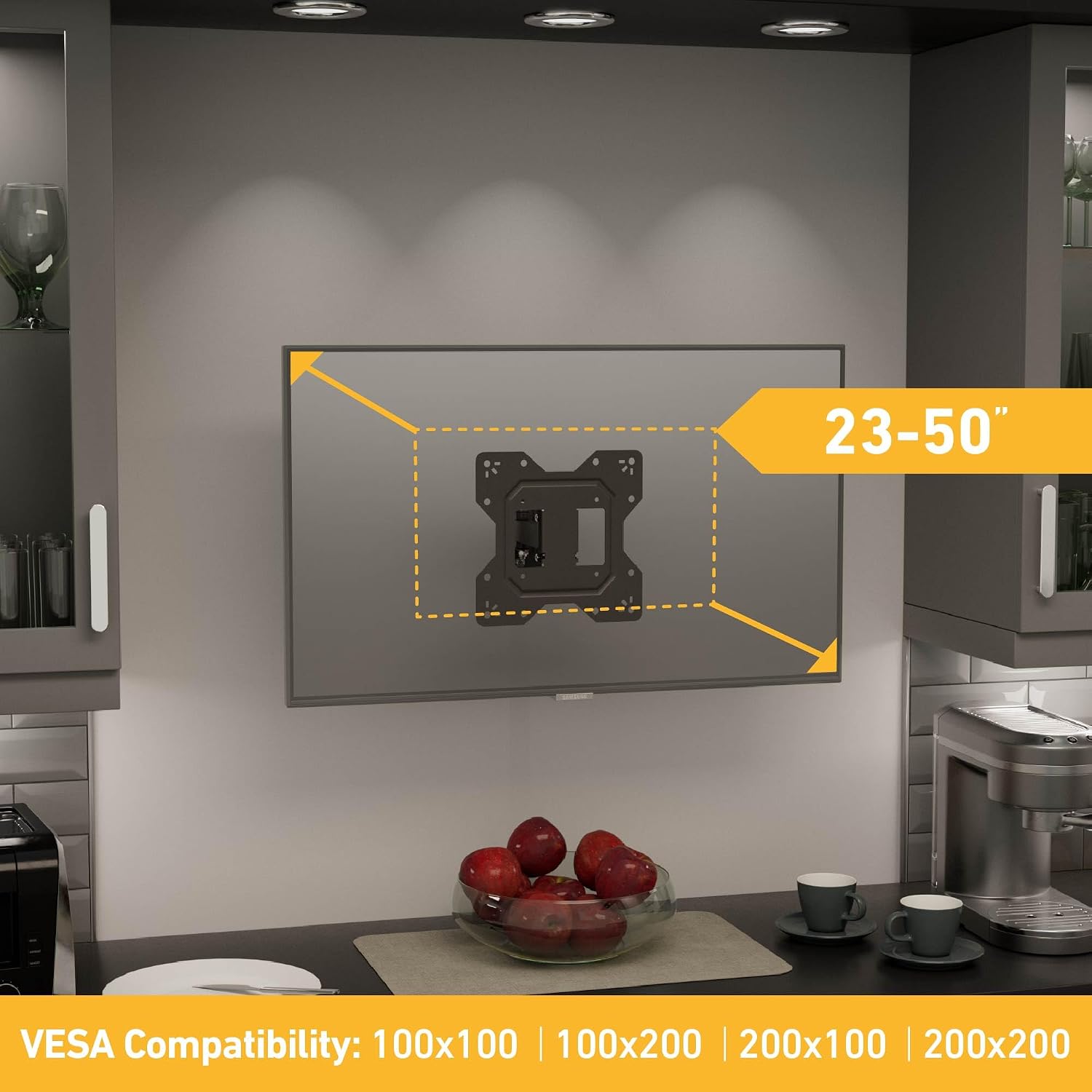 D-Line TV Wall Bracket for 23-50 Inch TVs, Tilt, Turn and Extend, VESA 100x100mm - 200x200mm, Holds up to 66lbs image 2