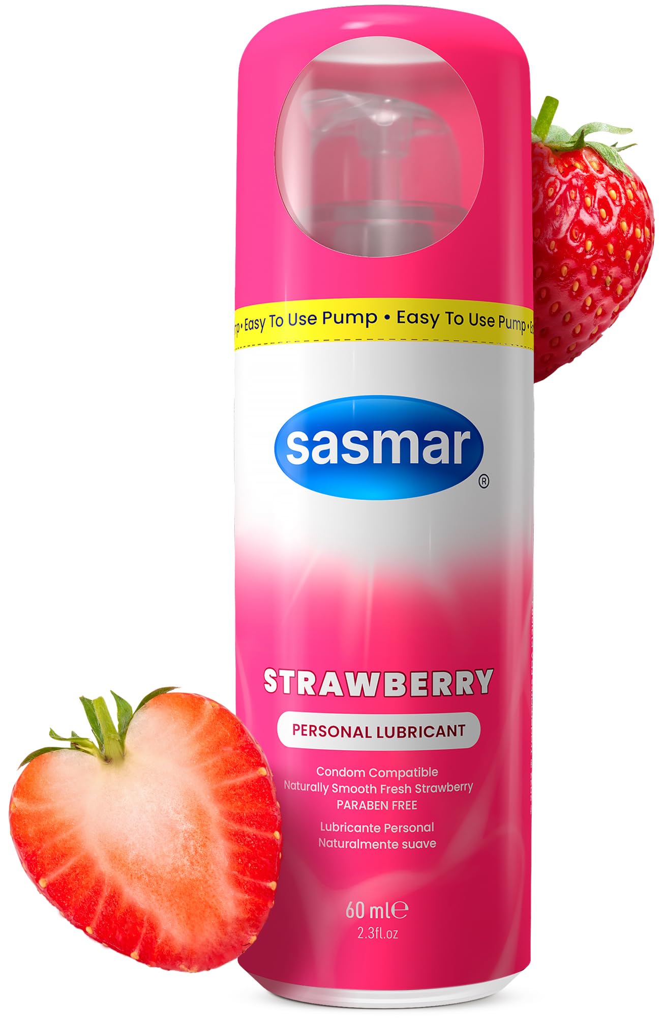 Strawberry Flavored Lubricant - Water Based Personal Lube for Men, Women - Feels Natural, Long Lasting Formula, Paraben Free, Toy-Friendly and Condom Safe, Oral Lubricant for Couples - 60 ml