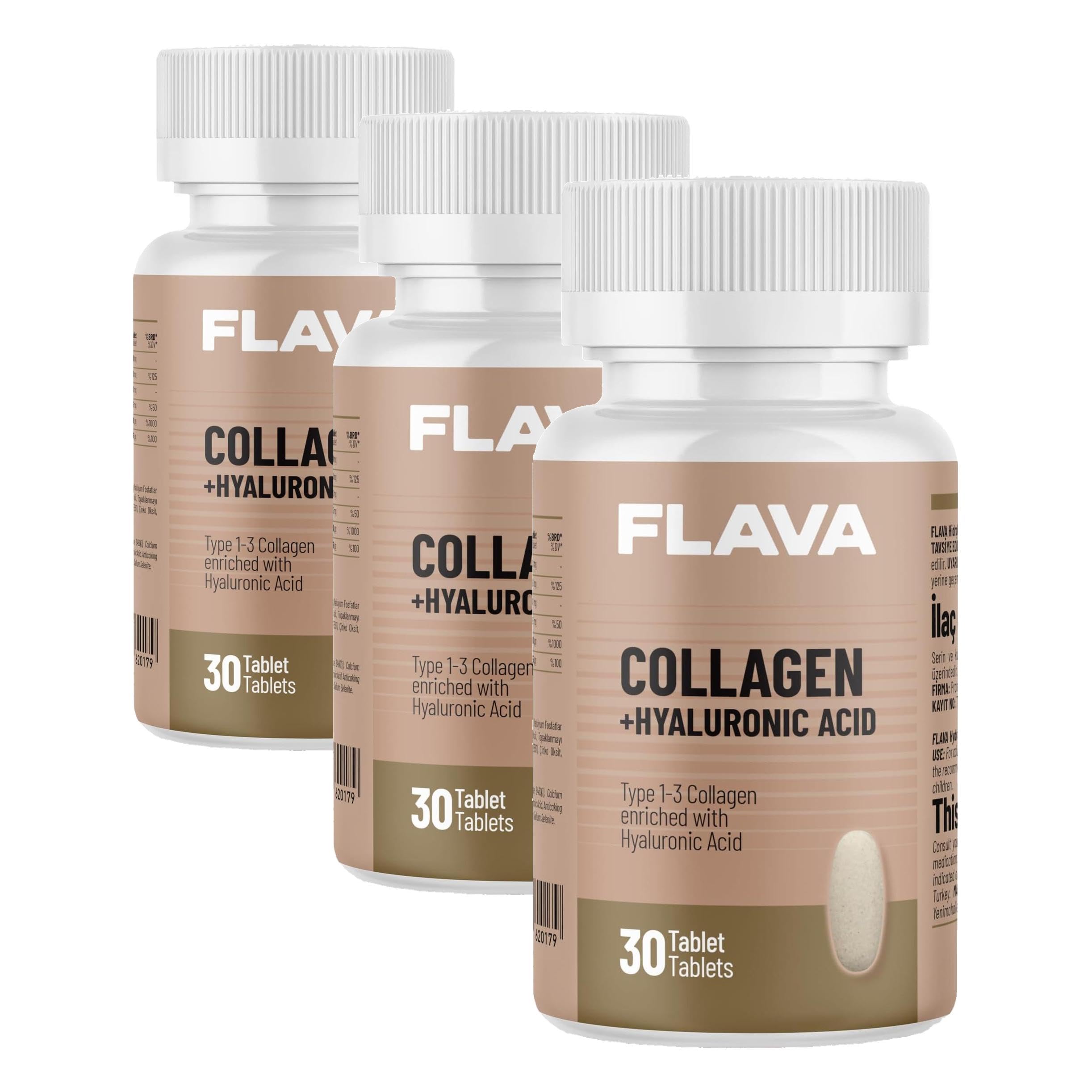 Flava Collagen ve Hyaluronic Acid 30 Tablet (3 paketi)