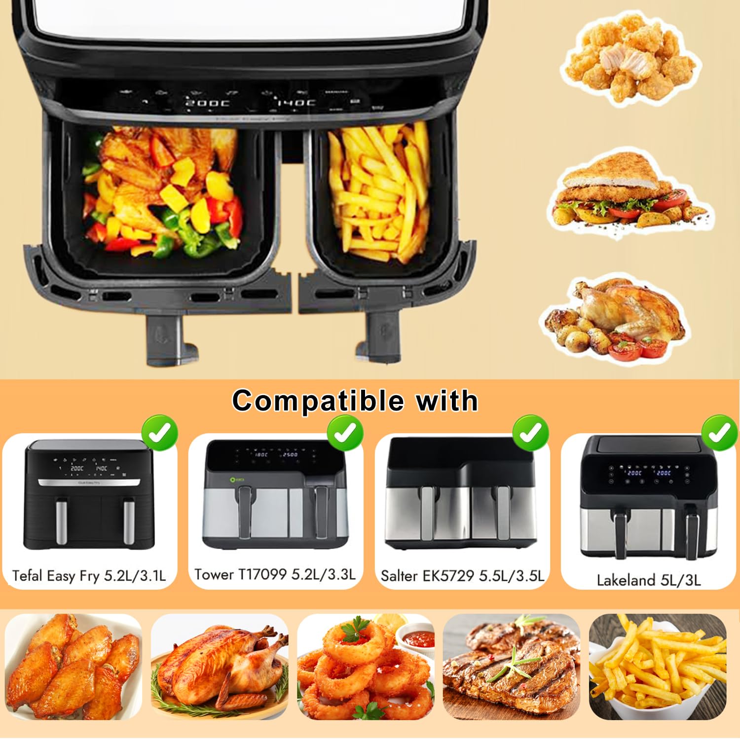 Ftemglo Airfryer Silikonformen - 3-teilig Set Für Heißluftfritteusen