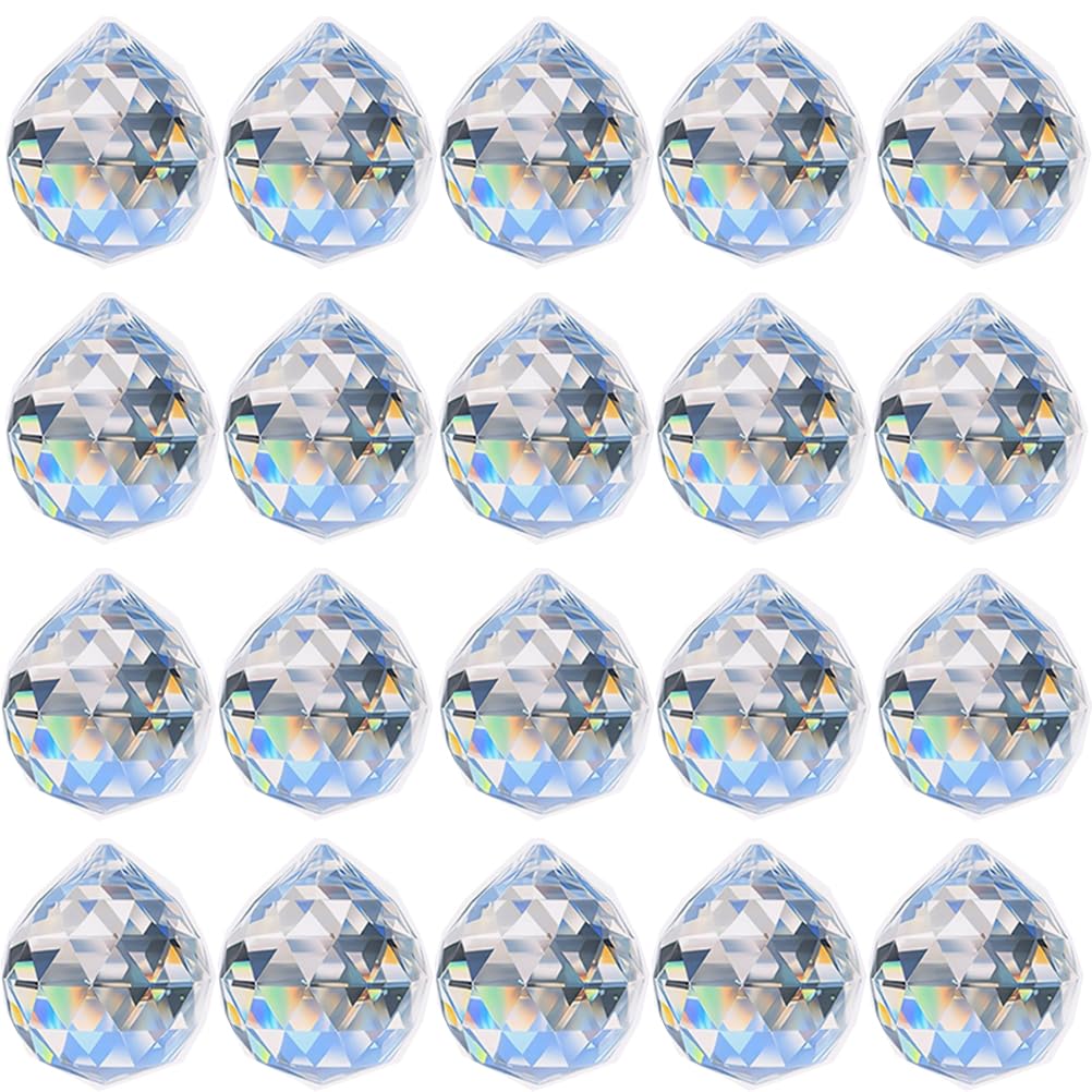 Adwikoso Clear 30Mm 20Pcs Crystal Sun Catcher Ball Prism Pendant Glass Chandelier Hanging Pendant Feng Shui Hanging Crystal Suncatcher Wedding Home Window Décor