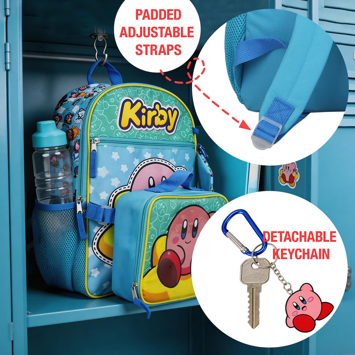 Bioworld Kirby - Juego de Mochila de 5 Piezas (niño pequeño y Grande), Amarillo, Talla única