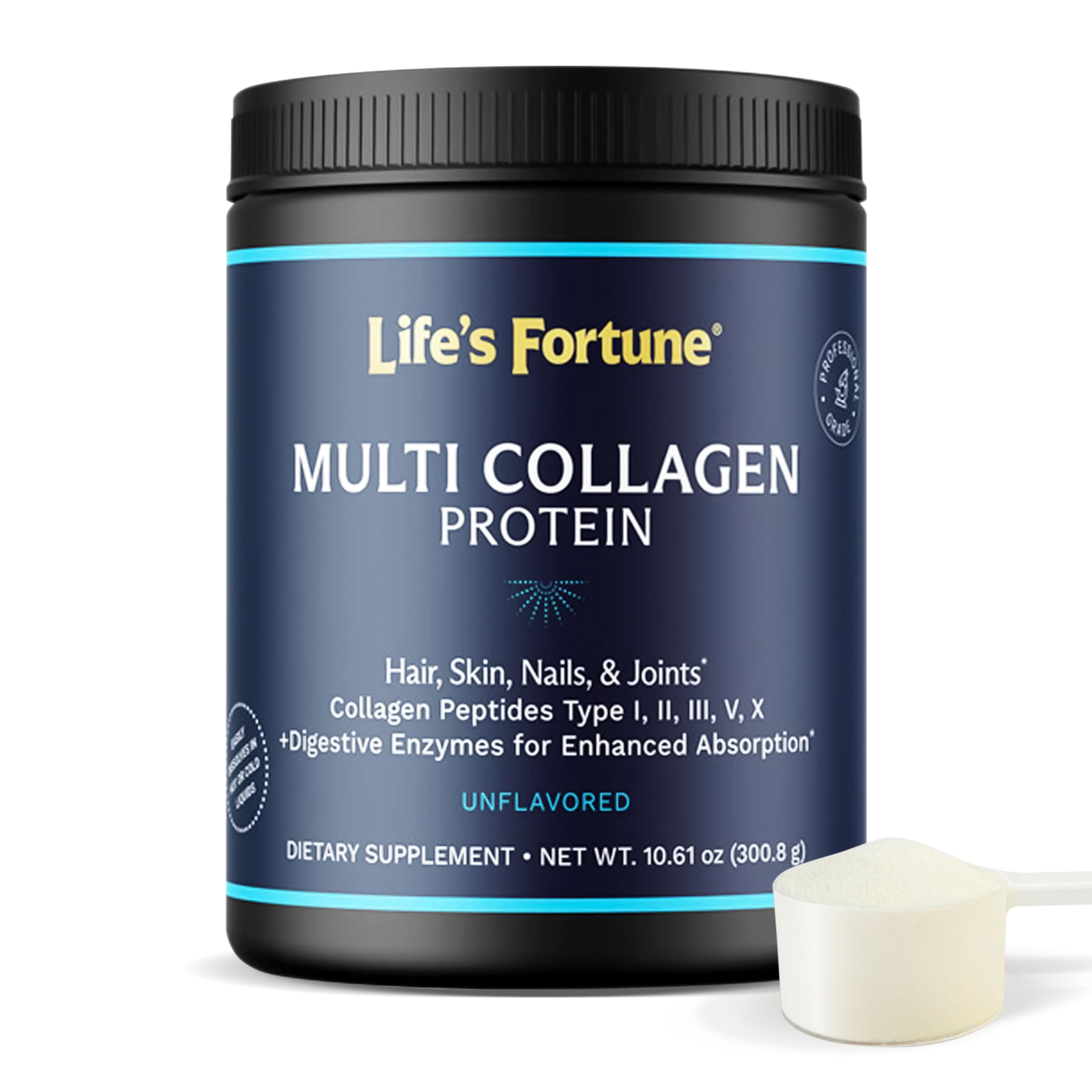 Lifes Fortune Multi Collagen Peptides Powder Drink Plus for Women Men - Type I II III V X