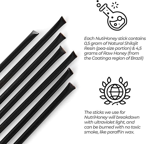 Miniatura 9 de Natural Shilajit Cápsulas (suministro de 1 a 2 meses)  60 unidades y palitos de miel Shilajit  Resina Shilajit natural mezclada con miel cruda (7