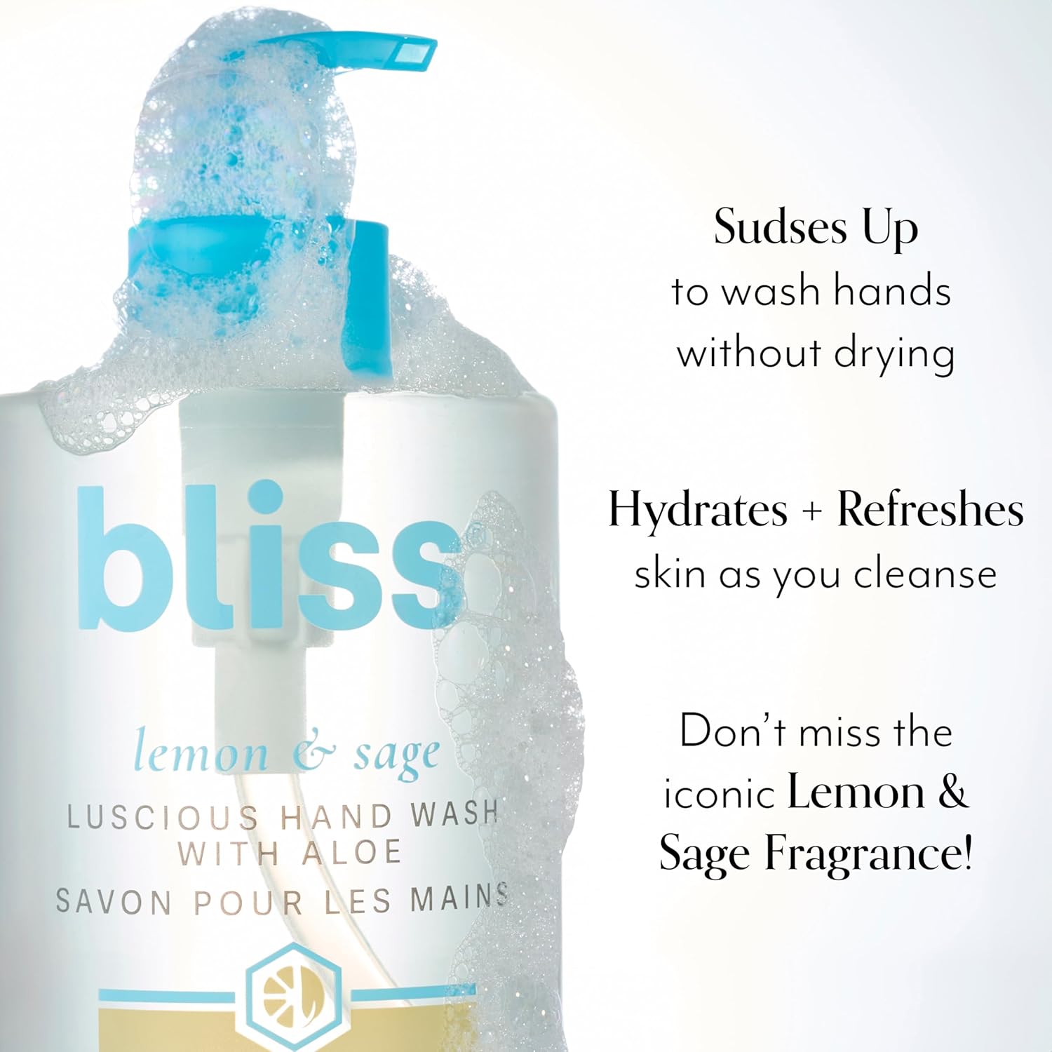 Bliss Lemon & Sage Luscious Hand Wash with Aloe – Hydrating, Refreshing Hand Soap with Coconut Oil & Vitamin B5 – Gently Cleanses Without Drying – 12.14 fl oz - Image 2