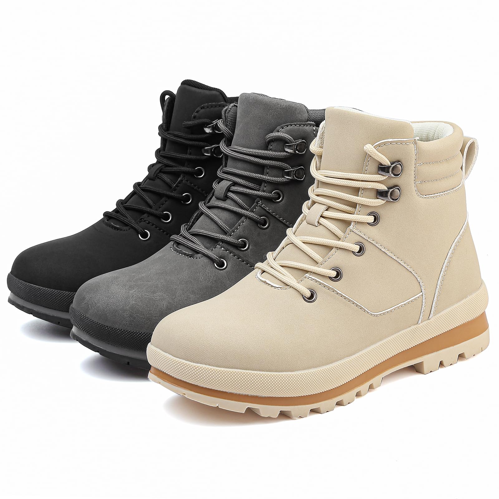 Bottes de marche pour femme - Bottes de randonnée imperméables mi-mollet à lacets légères et antidérapantes pour le trekking en plein air