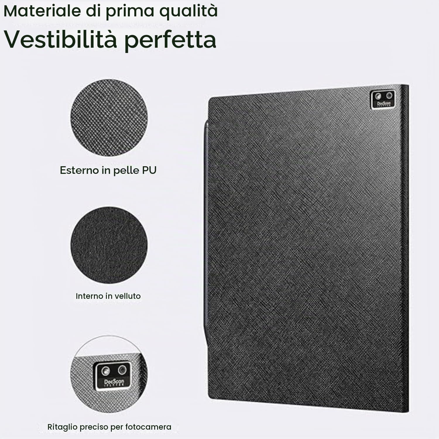 iFLYTEK Paper Tablet 8,2" Custodia in pelle PU di alta qualità, sottile e leggera, con clip per penna per vassoio di scrittura, impermeabile e antipolvere, nero