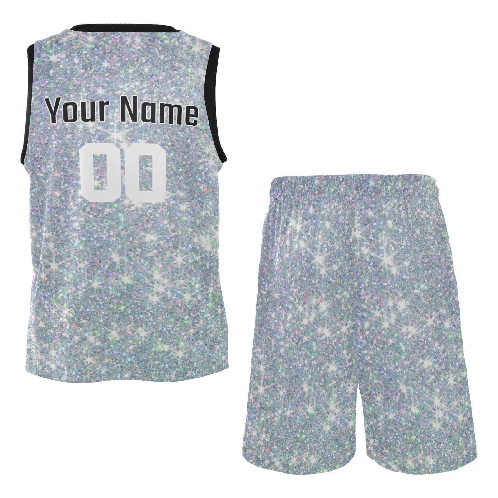 Custom Glitter Sparkling Basketball Jersey Personanlized Name Number Sports Jerseys Suit Sport Uniform for Boys Girls Kids Youth